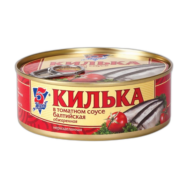 КИЛЬКА 5 МОРЕЙ БАЛТИЙСКАЯ ОБЖАРЕННАЯ В ТОМАТНОМ СОУСЕ 240Г