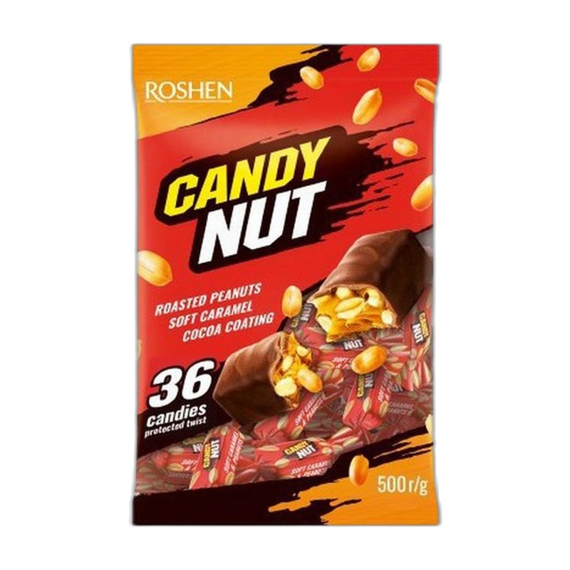 КОНФЕТЫ ROSHEN CANDY NUT МЯГКАЯ КАРАМЕЛЬ С АРАХИСОМ 500Г