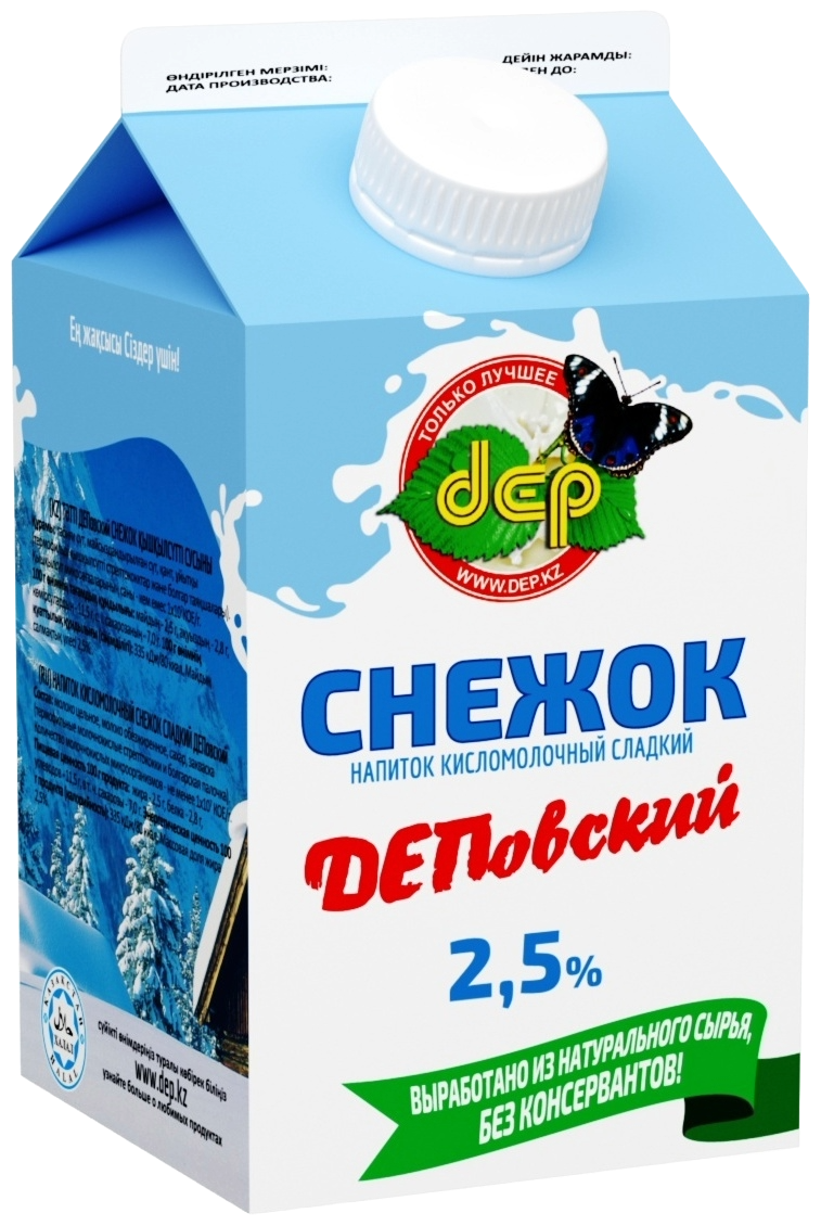 НАПИТОК КИСЛОМОЛОЧНЫЙ СНЕЖОК DEP ДЕПОВСКИЙ 2,5% 500Г Т/П
