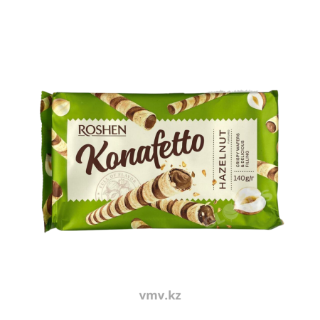 ТРУБОЧКИ ROSHEN ВАФЕЛЬНЫЕ KONAFETTO HAZELNUT 140Г ФЛ П