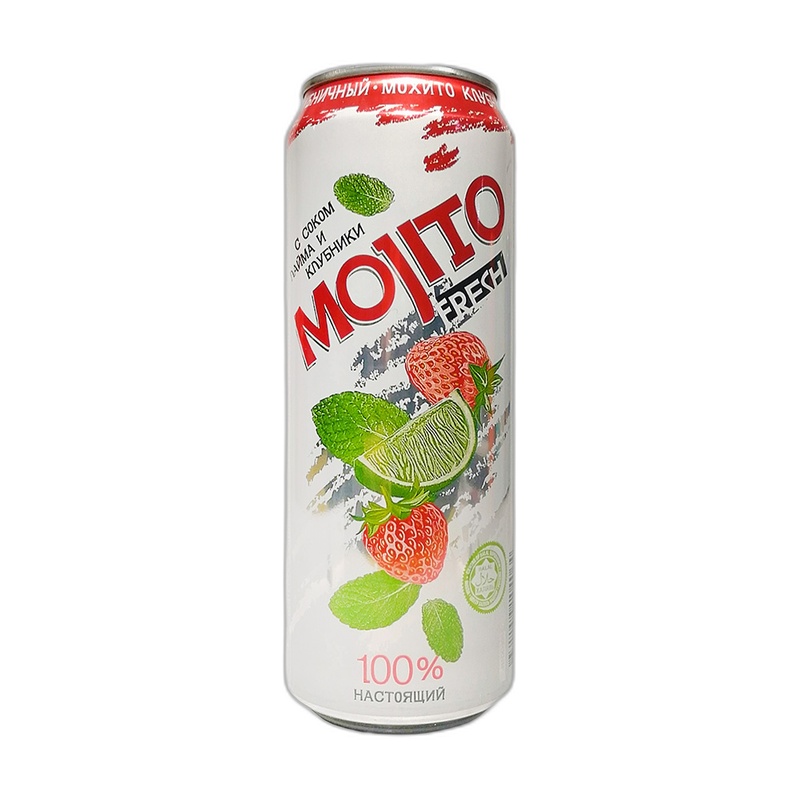 НАПИТОК ГАЗИРОВАННЫЙ DRAGON MOJITO КЛУБНИКА 450МЛ Ж/Б