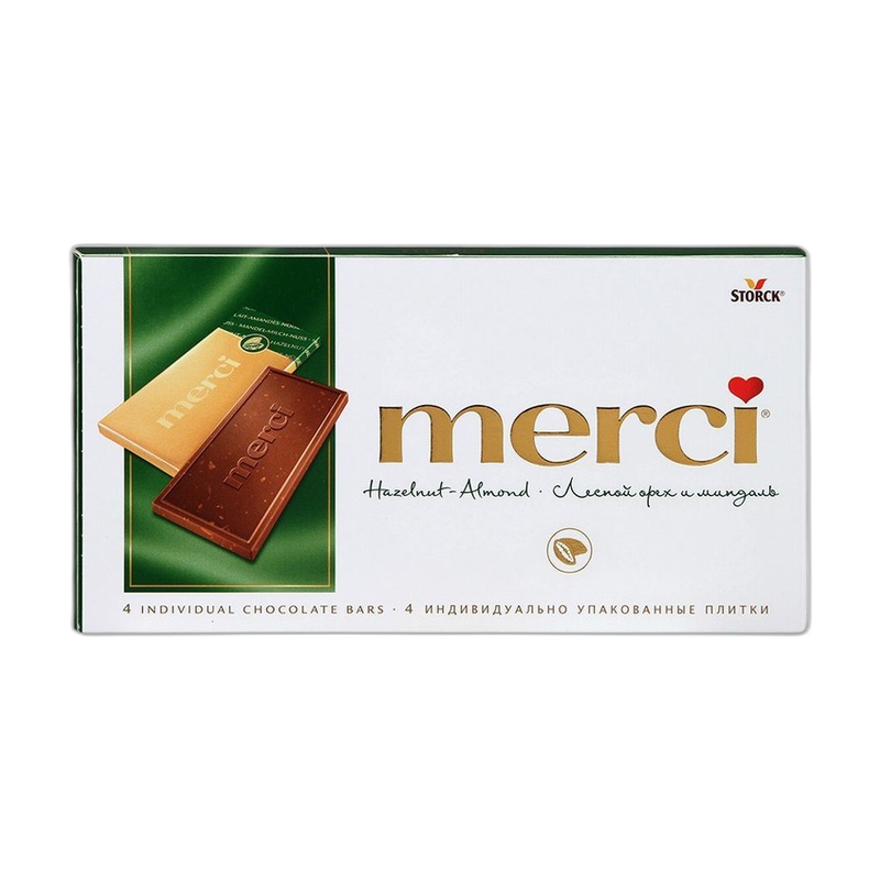 ШОКОЛАД MERCI ПЛИТКА ЛЕСНОЙ ОРЕХ МИНДАЛЬ 100Г