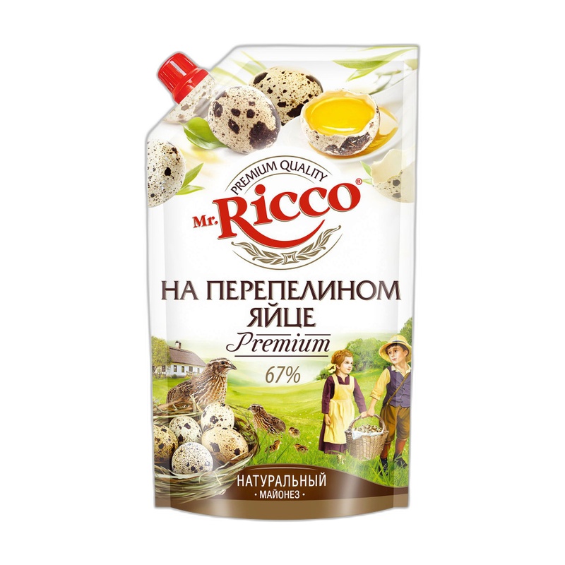 МАЙОНЕЗ MR.RICCO ПЕРЕПЕЛИНОЕ ЯЙЦО 67% 400МЛ Д/П
