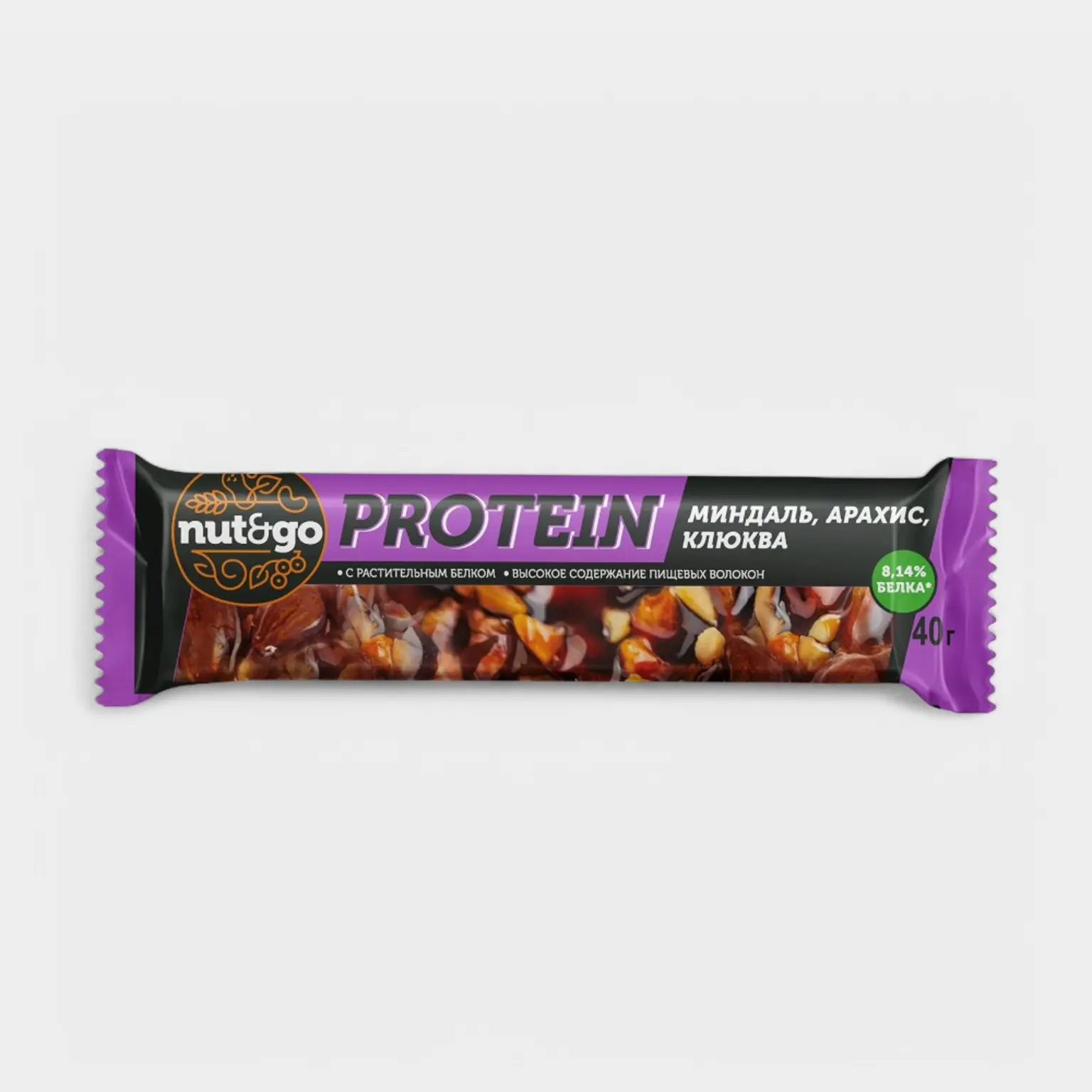 БАТОНЧИК NUT&GO МИНДАЛЬ КЛЮКВА АРАХИС 36Г