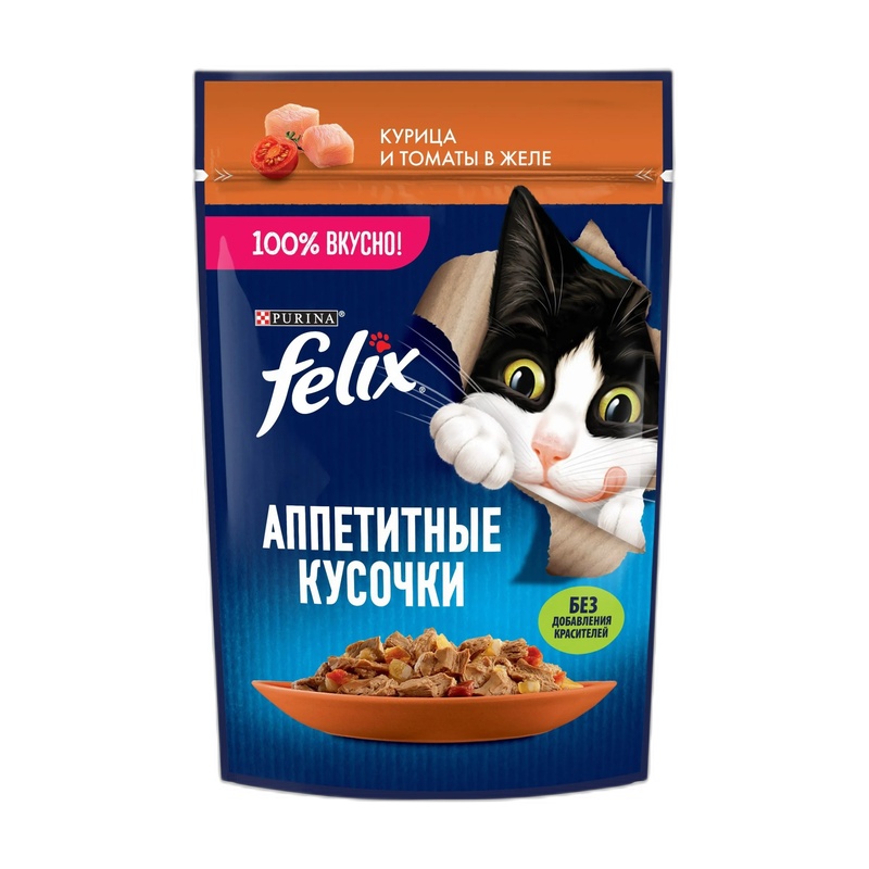 КОРМ ДЛЯ КОШЕК FELIX АППЕТИТНЫЕ КУСОЧКИ КУРИЦА 75Г