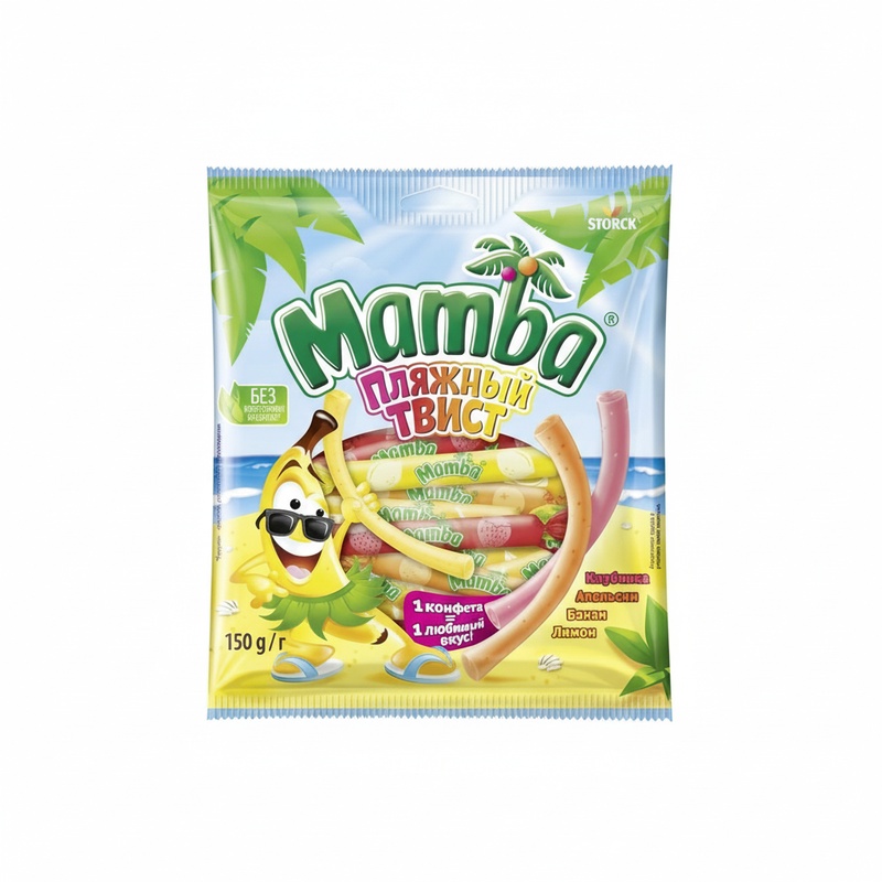 КОНФЕТЫ ЖЕВАТЕЛЬНЫЕ MAMBA ПЛЯЖНЫЙ ТВИСТ 150Г