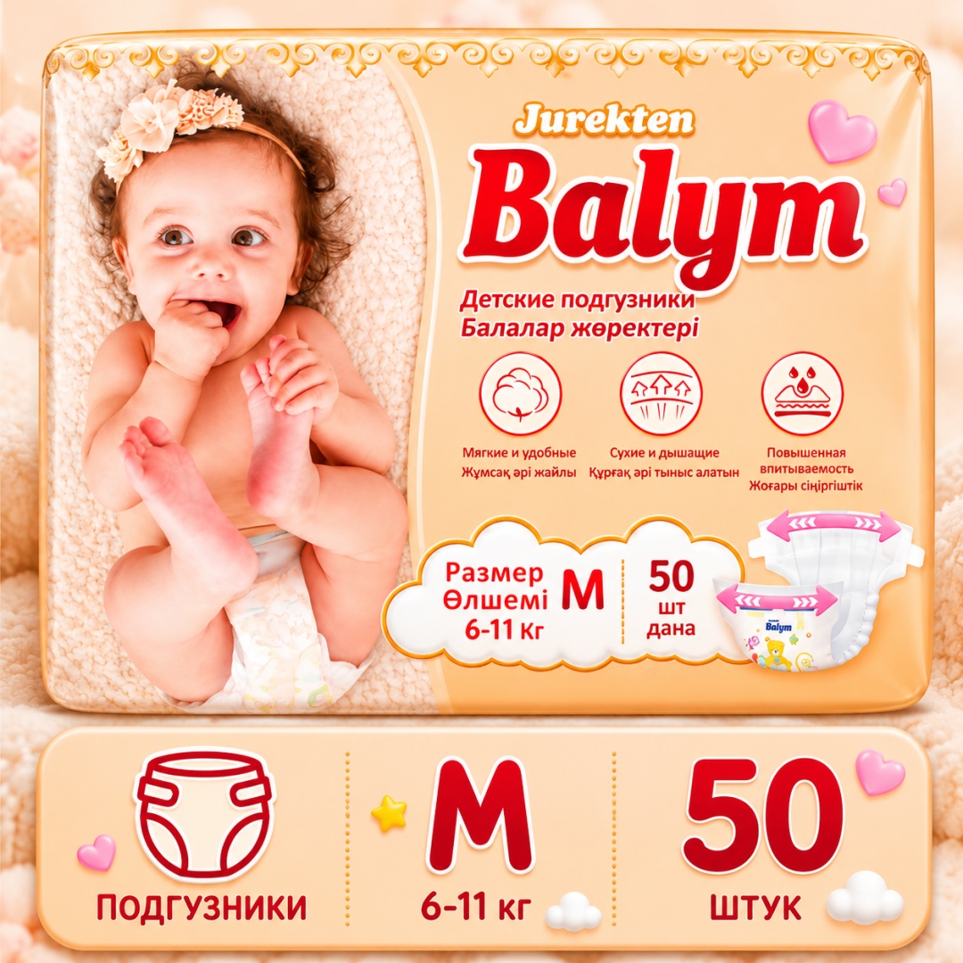 ПОДГУЗНИКИ BALYM М 6-11КГ 50ШТ
