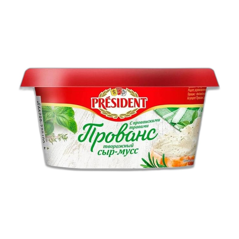 СЫР-МУСС ТВОРОЖНЫЙ PRESIDENT ПРОВАНС С ПРОВАНСКИМИ ТРАВАМИ 60% 120Г