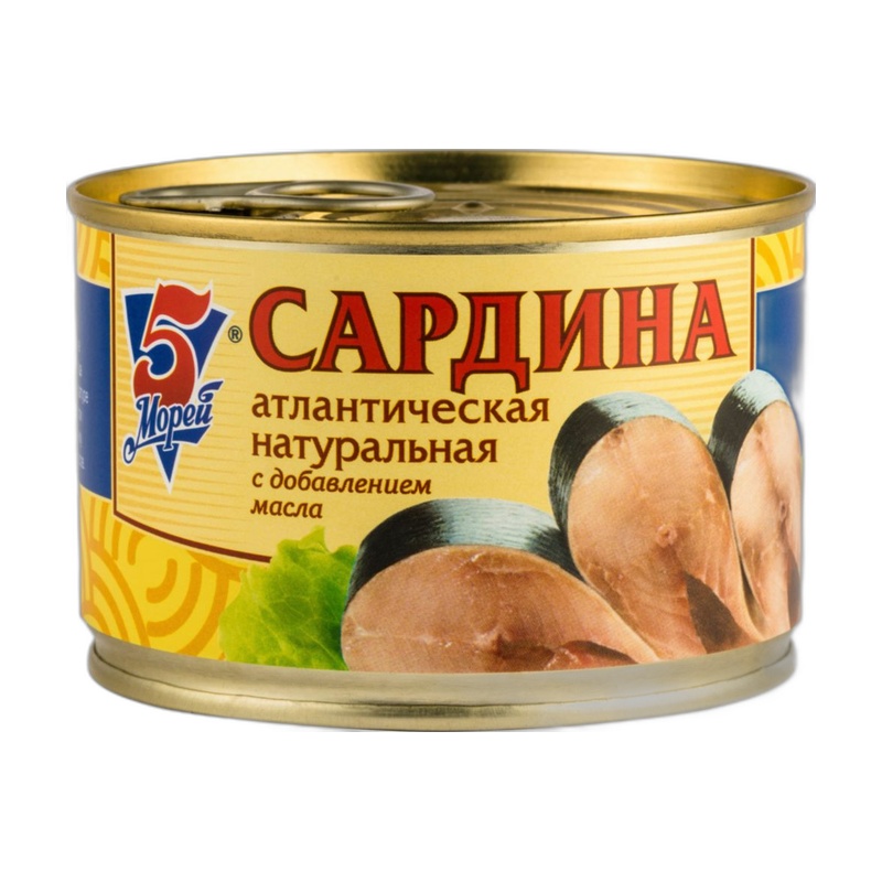 САРДИНА 5 МОРЕЙ АТЛАНТИЧЕСКАЯ С МАСЛОМ 175Г