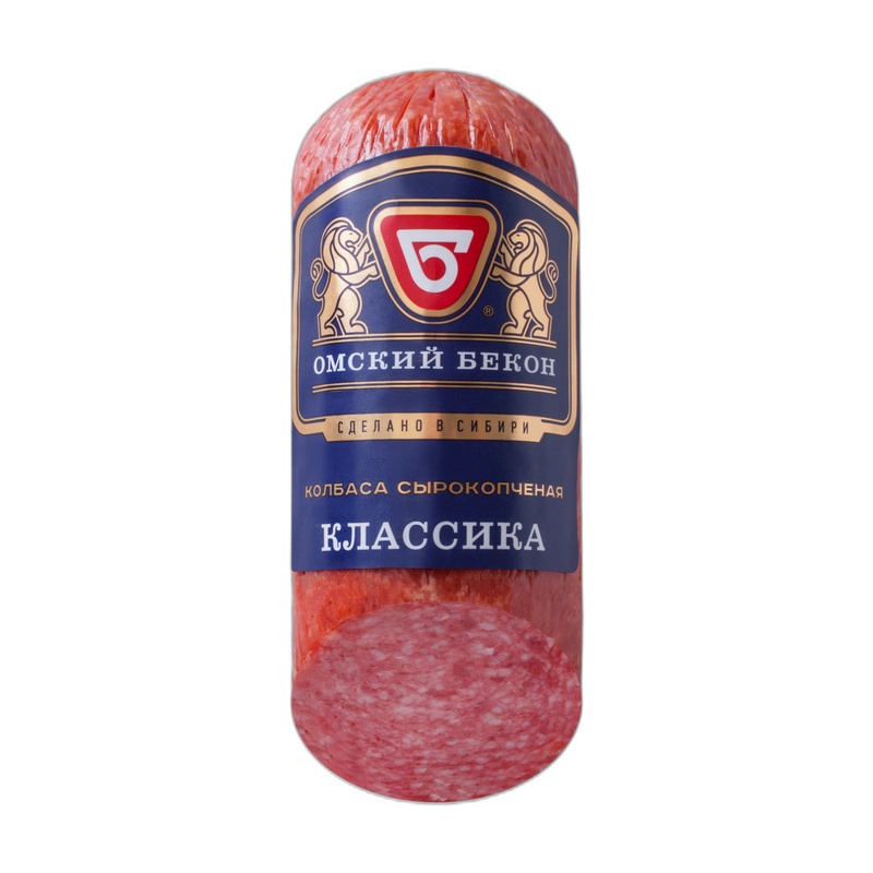 КОЛБАСА СЫРОКОПЧЕНАЯ ОМСКИЙ БЕКОН КЛАССИКА 185Г