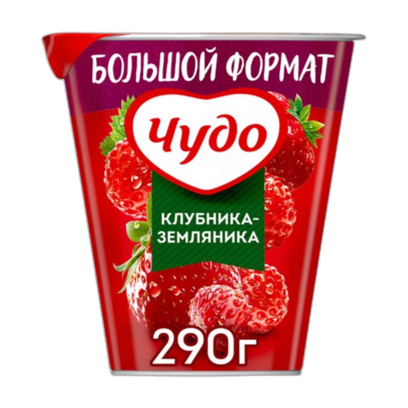 ЙОГУРТ ВЯЗКИЙ ЧУДО КЛУБНИКА ЗЕМЛЯНИКА 2% 290Г