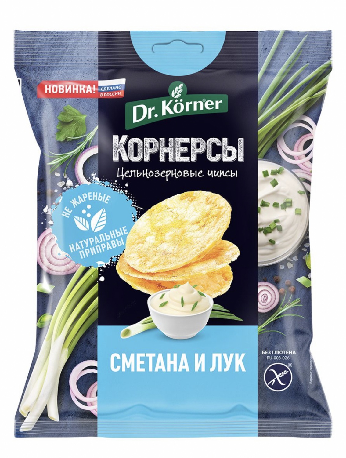 КОРНЕРСЫ КУКУРУЗНО-РИСОВЫЕ DR.KORNER СМЕТАНА ЗЕЛЕНЫЙ ЛУК 50Г