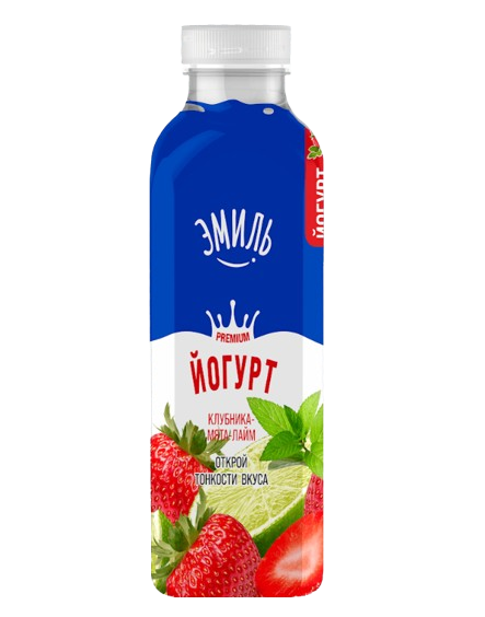 ЙОГУРТ ПИТЬЕВОЙ ЭМИЛЬ КЛУБНИКА МЯТА ЛАЙМ 2.5% 310Г ПЭТ