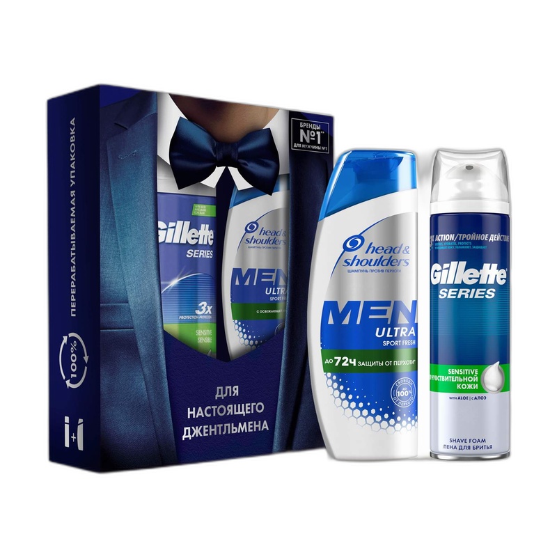 НАБОР HEAD&SHOULDERS ШАМПУНЬ 200МЛ+GILLETTE SERIES ПЕНА Д/БРИТЬЯ УСПОКАИВАЮЩАЯ 2