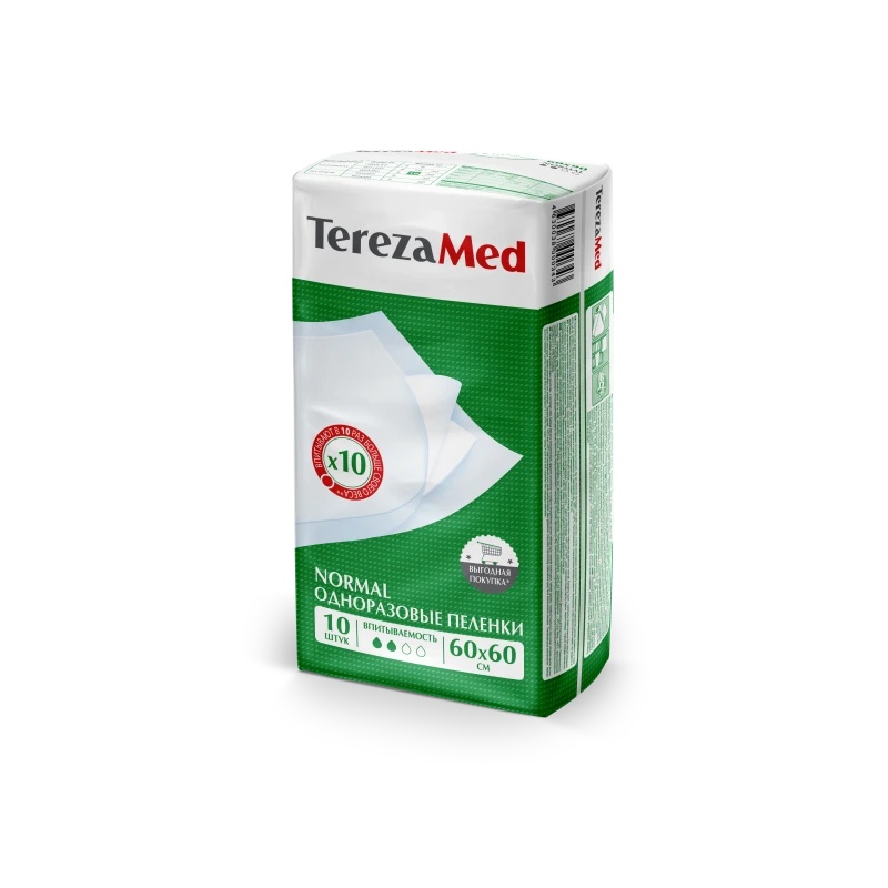 ПЕЛЕНКИ ОДНОРАЗОВЫЕ TEREZA MED NORMAL 60X60СМ 10ШТ NEW