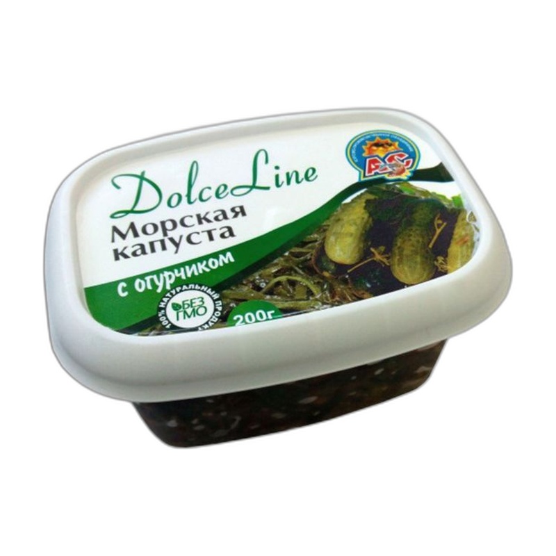 САЛАТ АС КАПУСТА МОРСКАЯ DOLCE LINE С ОГУРЧИКОМ 200Г ПЛ/Б