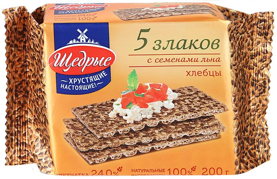 ХЛЕБЦЫ ОСОБЫЕ ЩЕДРЫЕ 5 ЗЛАКОВ СО ЛЬНОМ 200Г