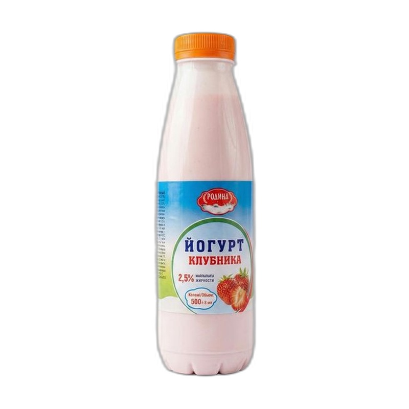 ЙОГУРТ ПИТЬЕВОЙ РОДИНА КЛУБНИКА 2,5% 500МЛ П/Б