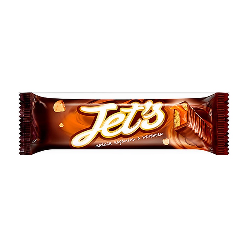 БАТОНЧИК JET S ПЕЧЕНЬЕ МЯГКАЯ КАРАМЕЛЬ 42Г