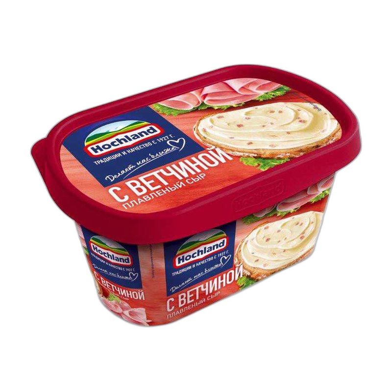 СЫР HOCHLAND С ВЕТЧИНОЙ 400Г ВАННОЧКА