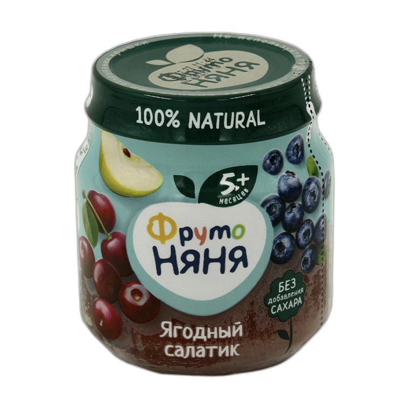 ПЮРЕ ФРУТО НЯНЯ ЯГОДНЫЙ САЛАТИК С АРОНИЕЙ 100Г СТ/Б