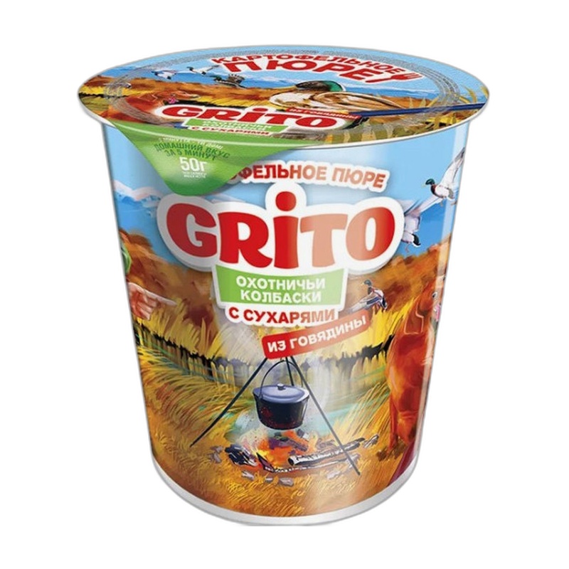 ПЮРЕ GRITO КАРТОФЕЛЬНОЕ ОХОТНИЧЬИ КОЛБАСКИ 50Г