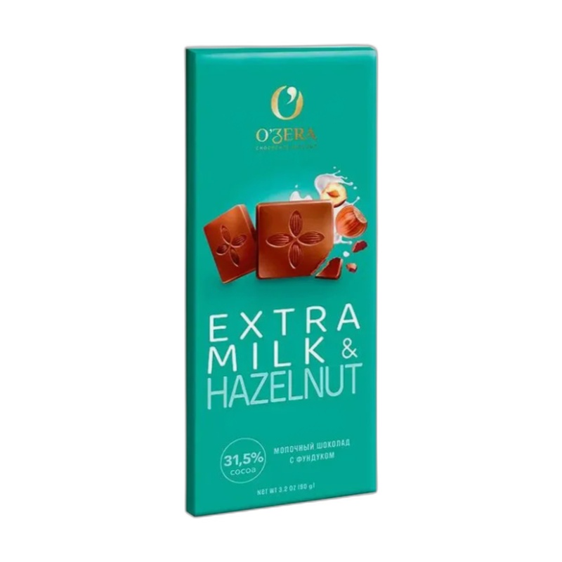 ШОКОЛАД OZERA МОЛОЧНЫЙ MILK & EXTRA HAZELNUT 90Г