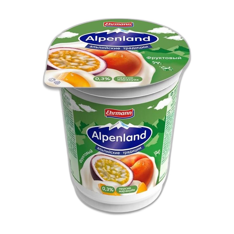 ЙОГУРТ ALPENLAND ПЕРСИК МАРАКУЙЯ 0,3% 320Г