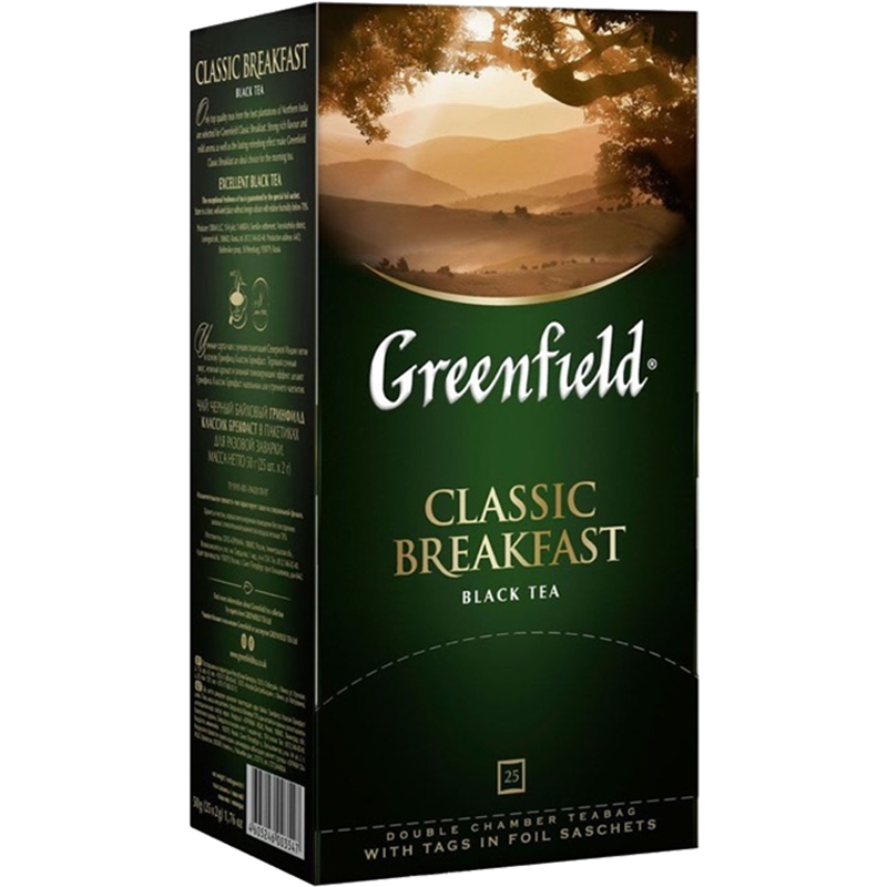 ЧАЙ ЧЕРНЫЙ GREENFIELD CLASSIC BREAKFAST 25 ПАКЕТИКОВ