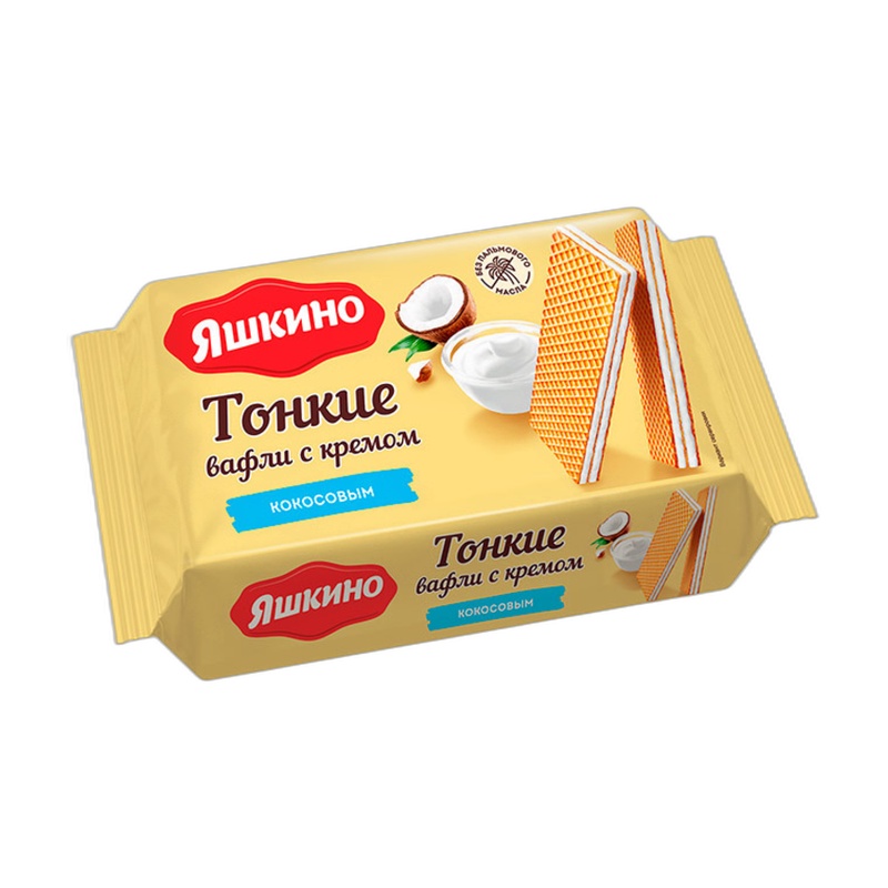 ВАФЛИ ЯШКИНО ТОНКИЕ КОКОСОВЫЙ КРЕМ 114Г