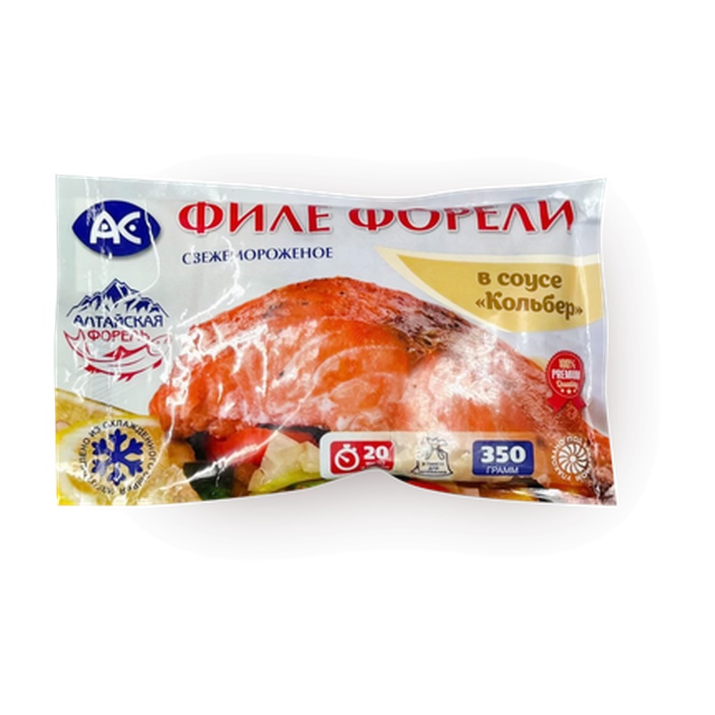 РЫБА ЗАМОРОЖЕННАЯ АС ФИЛЕ ФОРЕЛИ В СОУСЕ КОЛЬБЕР 350Г
