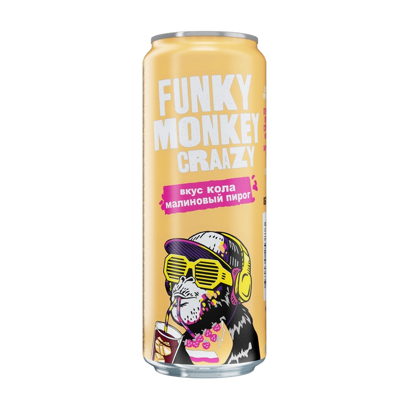 НАПИТОК ГАЗ FUNKY MONKEY CRAAZY КОЛА МАЛИНОВЫЙ ПИРОГ 0,45Л Ж/Б