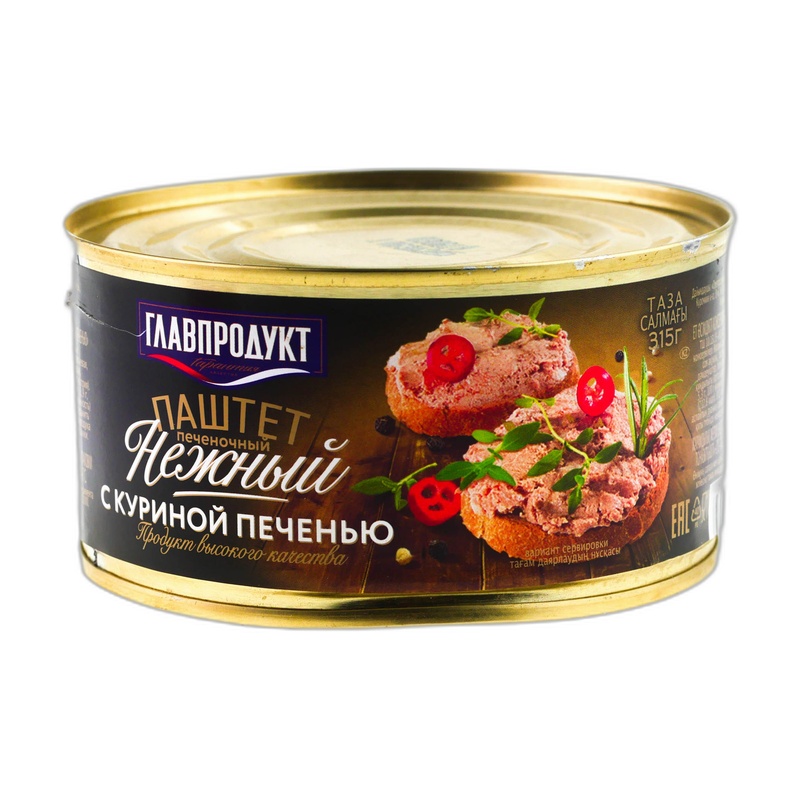 ПАШТЕТ ГЛАВПРОДУКТ НЕЖНЫЙ С КУРИНОЙ ПЕЧЕНЬЮ 315Г Ж/Б