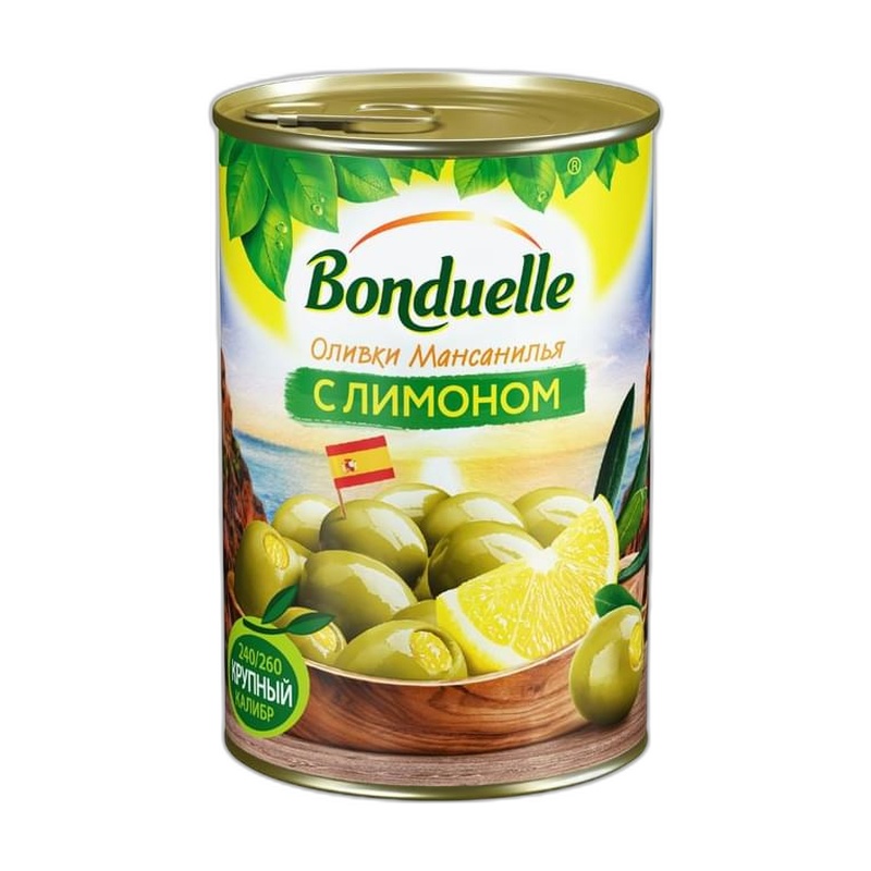 ОЛИВКИ BONDUELLE МАНСАНИЛЬЯ С ЛИМОНОМ 314МЛ