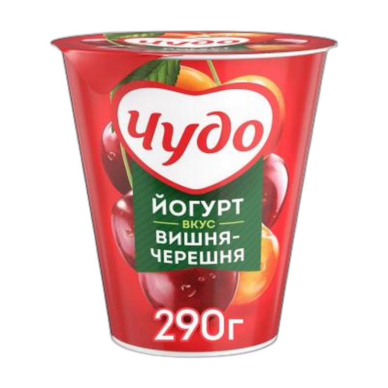 ЙОГУРТ ВЯЗКИЙ ЧУДО ВИШНЯ ЧЕРЕШНЯ 2% 290Г