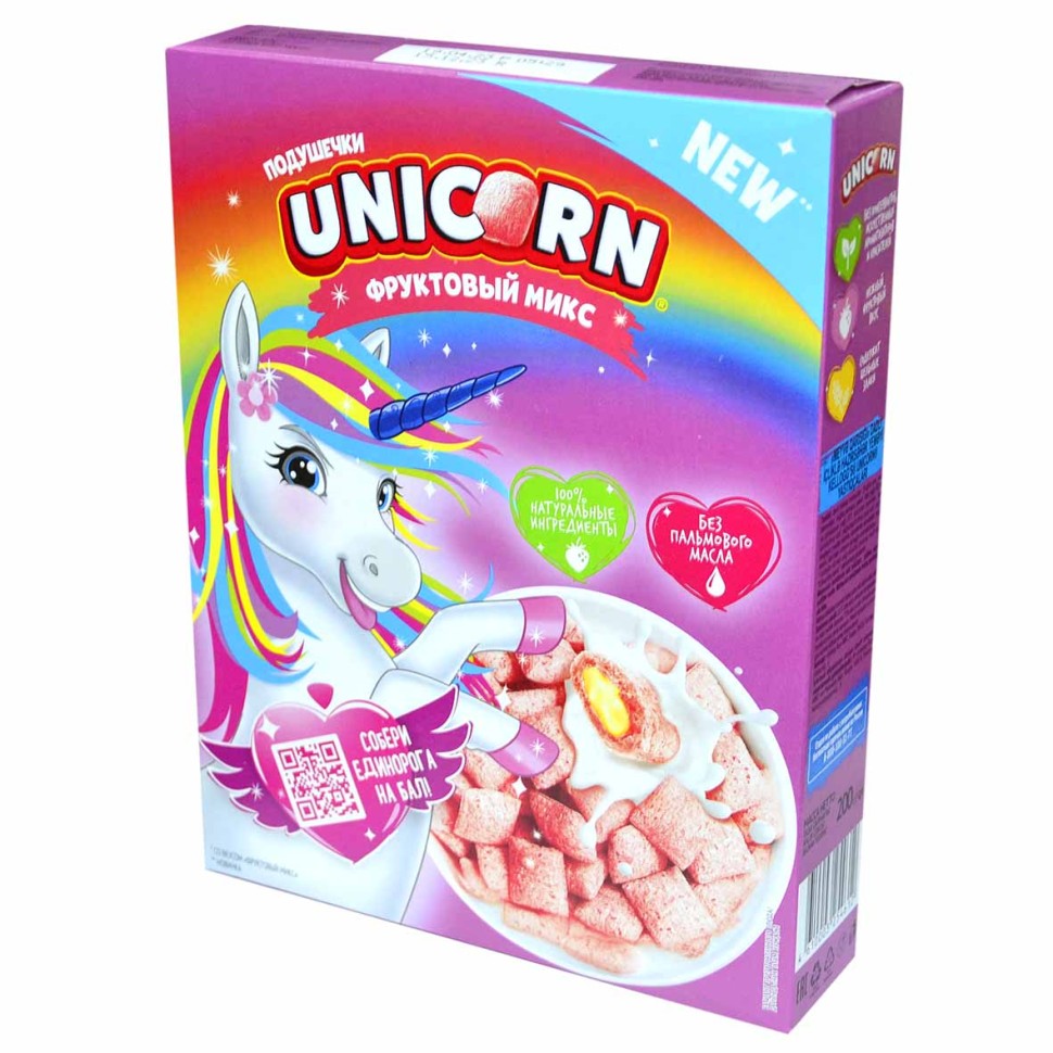 ЗАВТРАК ГОТОВЫЙ UNICORN ПОДУШЕЧКИ ФРУКТОВЫЙ МИКС 200Г