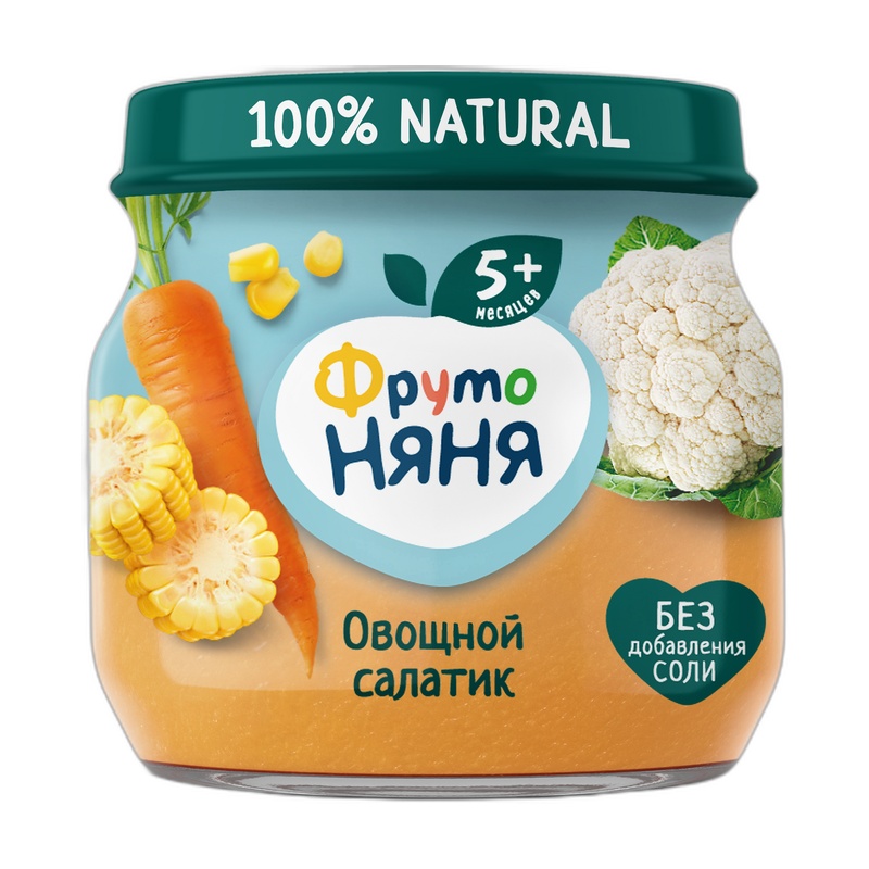 ПЮРЕ ФРУТО НЯНЯ ЦВЕТНАЯ КАПУСТА КУКУРУЗА МОРКОВЬ 80Г СТ/Б