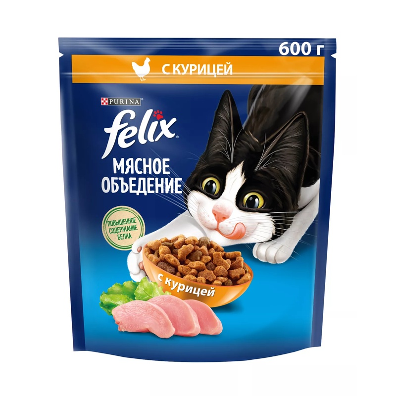 КОРМ ДЛЯ КОШЕК FELIX МЯСНОЕ ОБЪЕДЕНИЕ КУРИЦА 600Г