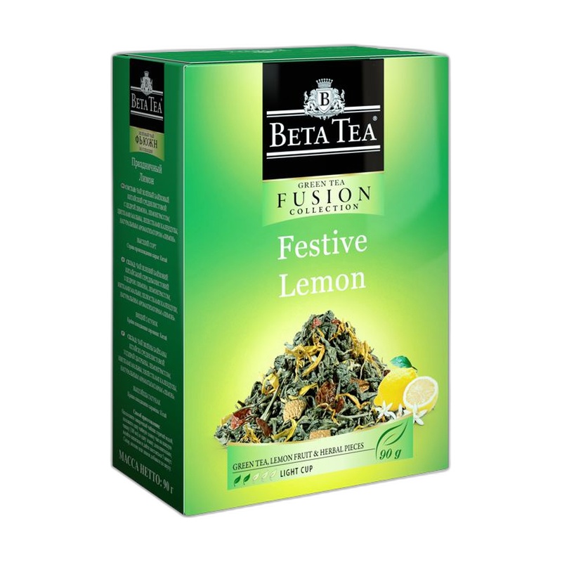 ЧАЙ ЗЕЛЕНЫЙ BETA FUSION ПРАЗДНИЧНЫЙ ЛИМОН 25 ПАКЕТИКОВ