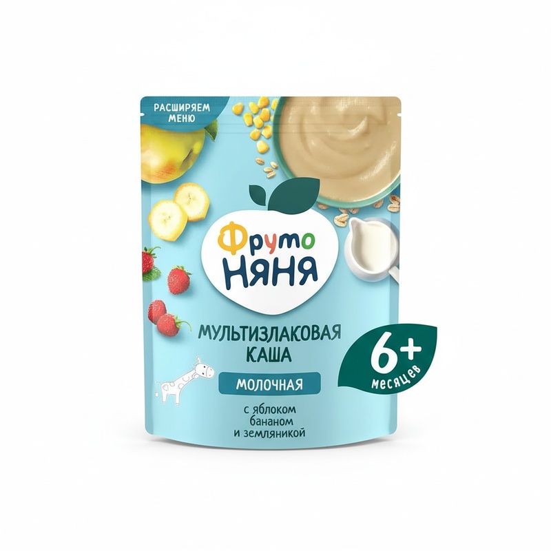 КАША МОЛОЧНАЯ ФРУТО НЯНЯ МУЛЬТИЗЛАКОВАЯ ЯБЛОКО БАНАН ЗЕМЛЯНИКА 200Г