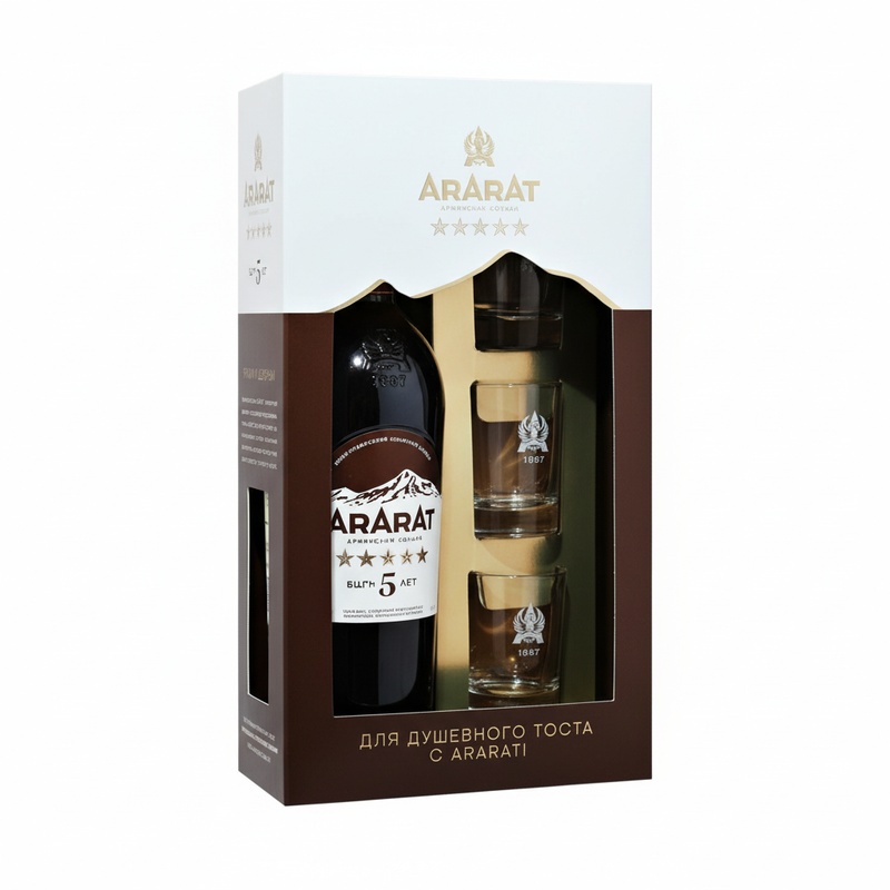 КОНЬЯК ARARAT 5 YO 40% 0,7Л 3 GLASSES