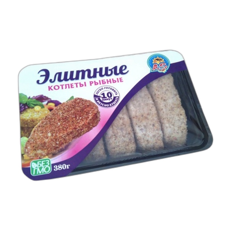 КОТЛЕТЫ АС РЫБНЫЕ ЭЛИТНЫЕ 380Г П/К