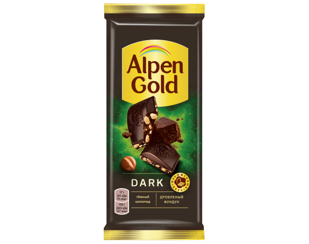 ШОКОЛАД ALPEN GOLD ТЕМНЫЙ ДРОБЛЕННЫЙ ФУНДУК 80Г