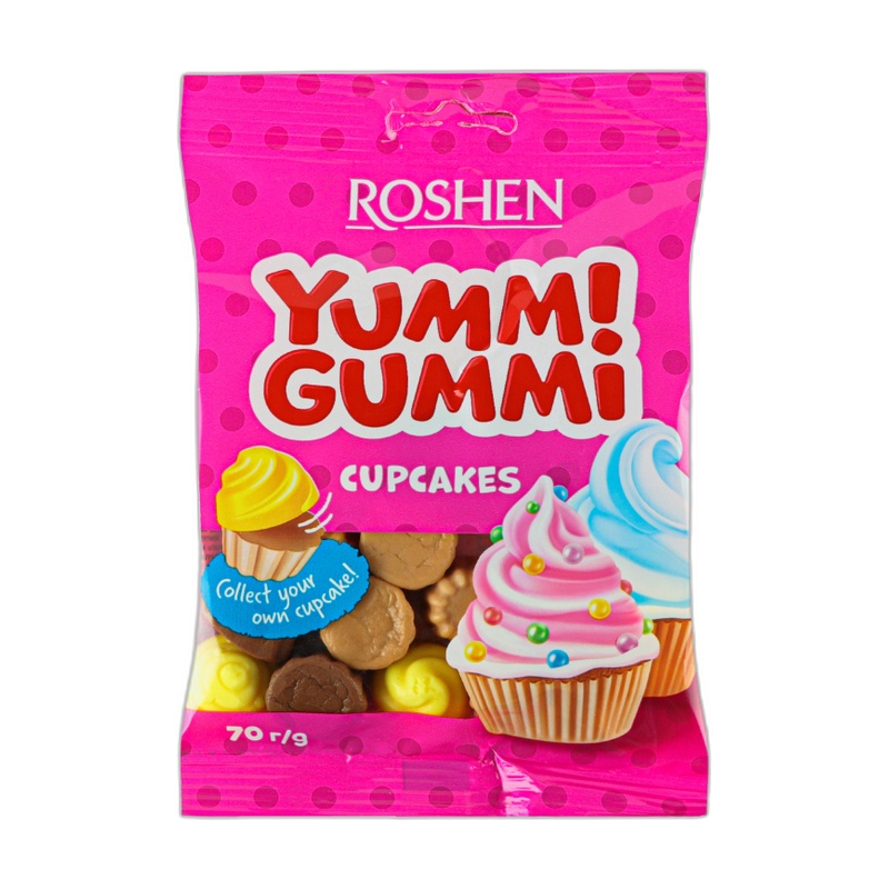 КОНФЕТЫ ROSHEN ЖЕЛЕЙНЫЕ YUMMI GUMMI CUP CAKES 70 Г ПАК