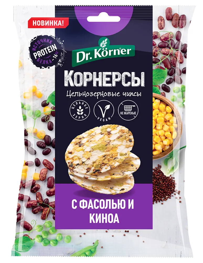 КОРНЕРСЫ КУКУРУЗНО-РИСОВЫЕ DR.KORNER ФАСОЛЬ КИНОА 50Г