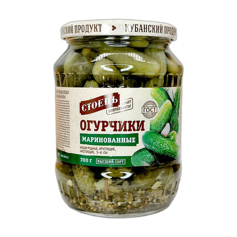 ОГУРЦЫ СТОЕВЪ МАРИНОВАННЫЕ 3-6СМ 700Г