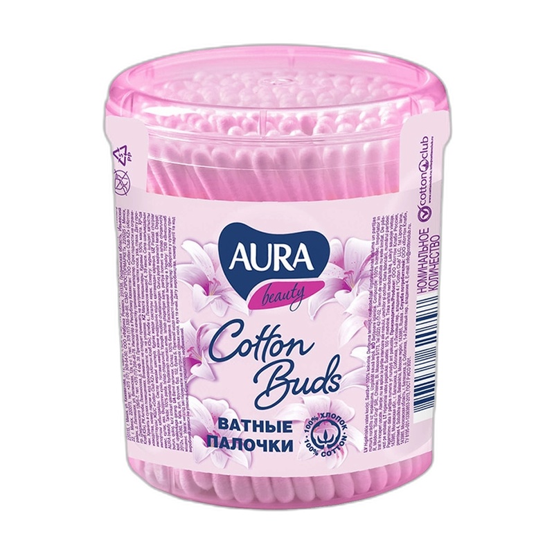 ПАЛОЧКИ ВАТНЫЕ AURA BEAUTY 100ШТ П/П