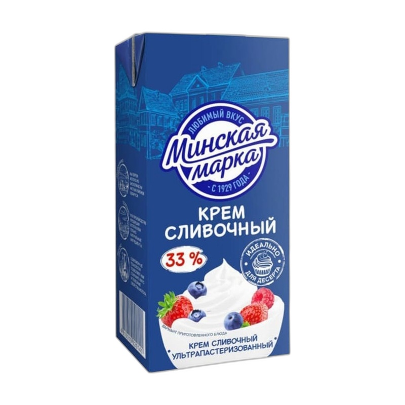 СЛИВКИ МИНСКАЯ МАРКА СЛИВОЧНЫЙ КРЕМ У/П 33% 200Г Т/П