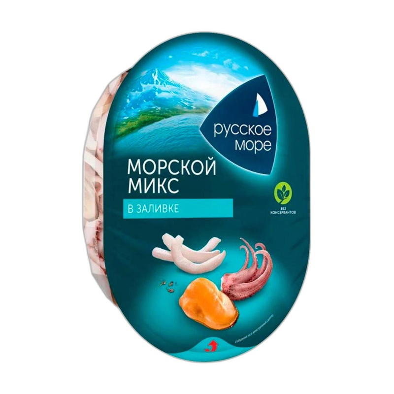 КОКТЕЙЛЬ ИЗ МОРЕПРОДУКТОВ РУССКОЕ МОРЕ МОРСКОЙ МИКС В ЗАЛИВКЕ 180Г