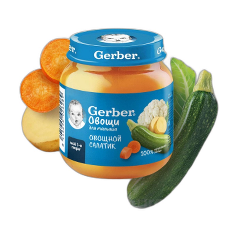 ПЮРЕ GERBER ОВОЩНОЙ САЛАТ 125Г СТ/Б